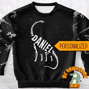 Personalized Dinosaur Kid Sweater-Personalize Brontosaurus Kid Sweatshirt-Future Peleontologist Sweatshirt