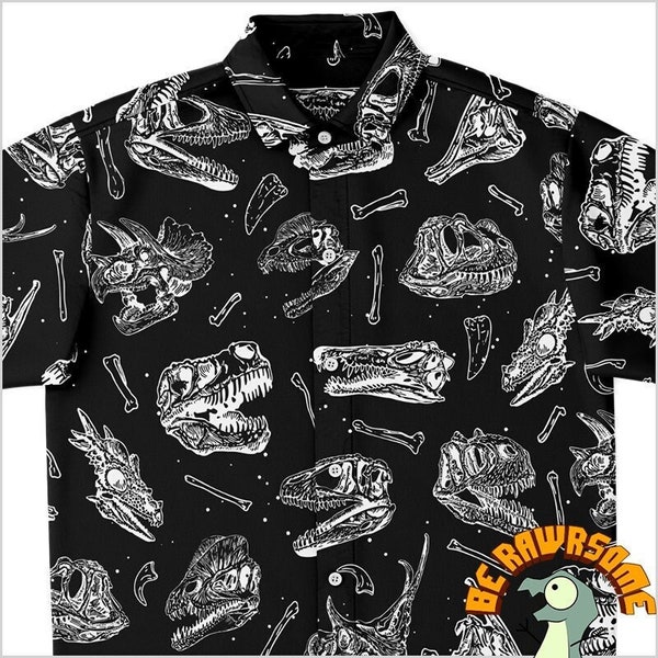 Chemise boutonnée tête de mort de dinosaure-Chemise boutonnée dinosaure-Chemise paléontologue