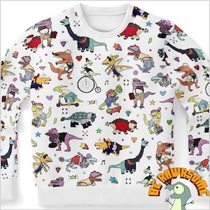 Personalize Dinosaur Hipster Sweatshirt-Dinosaur Sweatshirt-Personalize Paleontologist Sweatshirt