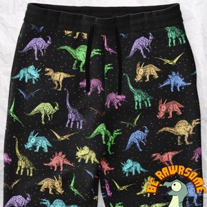 Personaliza pantalones deportivos de dinosaurio excéntrico, pantalones deportivos de dinosaurio arcoíris y pantalones deportivos de paleontólogo.