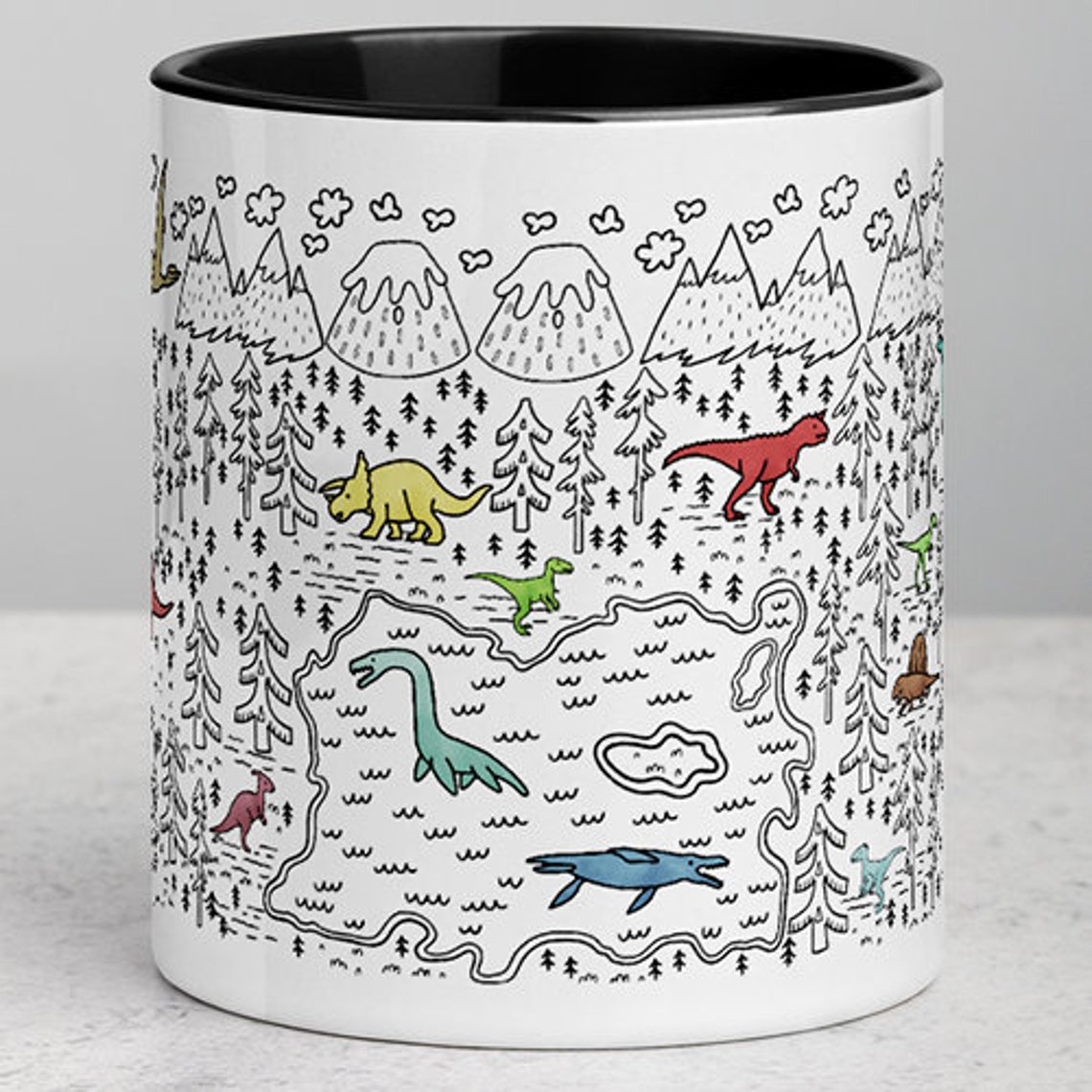 Dinosaur Mug-dinosaur Doodle Mug-dinosaur Park Mug | Etsy