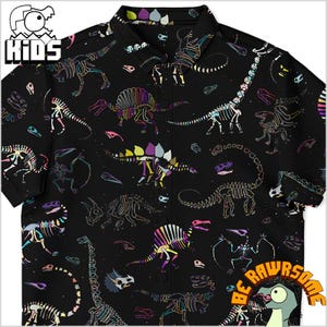 Personalize Dinosaur Fossil Youth Button Up Shirt-Dinosaur Button Down Shirt For Kids-Future Paleontologist Shirt