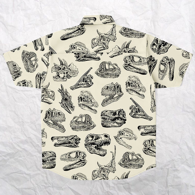 Dinosaur Skull Button up Shirtdinosaur Button Down Etsy