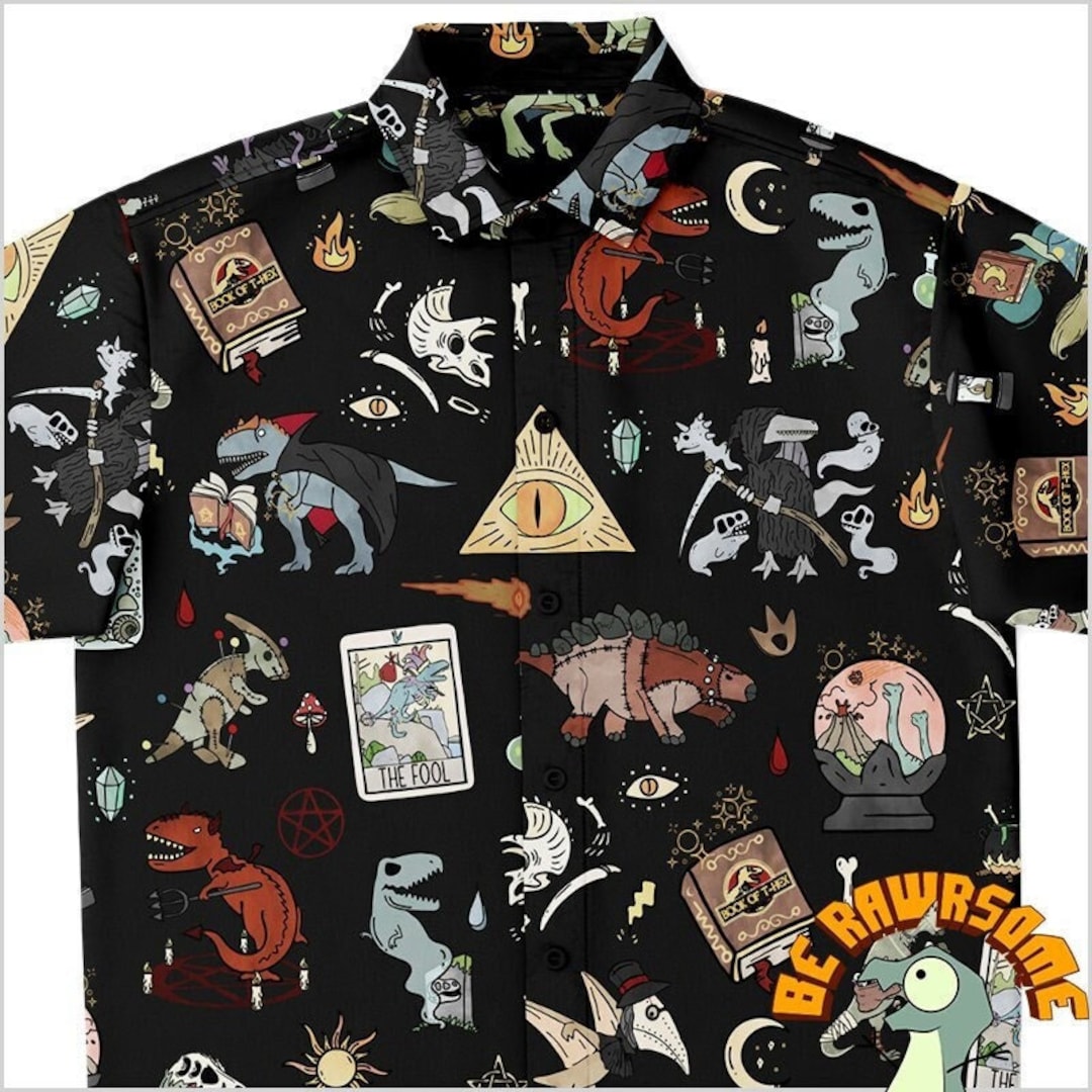 Personalize Dinosaur Occult Button up Shirtpersonalize Dinosaur Button