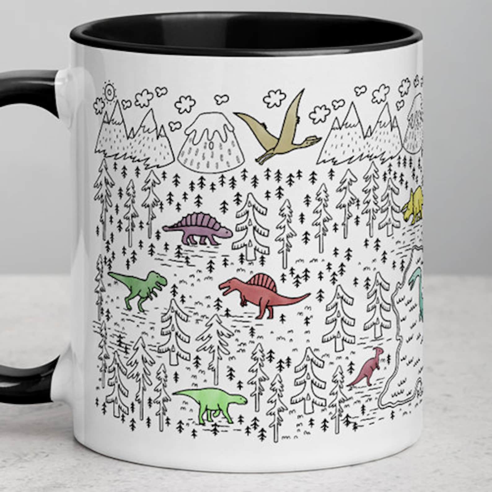 Dinosaur Mug-dinosaur Doodle Mug-dinosaur Park Mug | Etsy