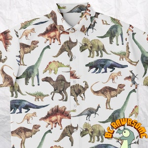 Dinosaur Button Up Shirt-Dinosaurs Button Shirt-Paleontology Shirt