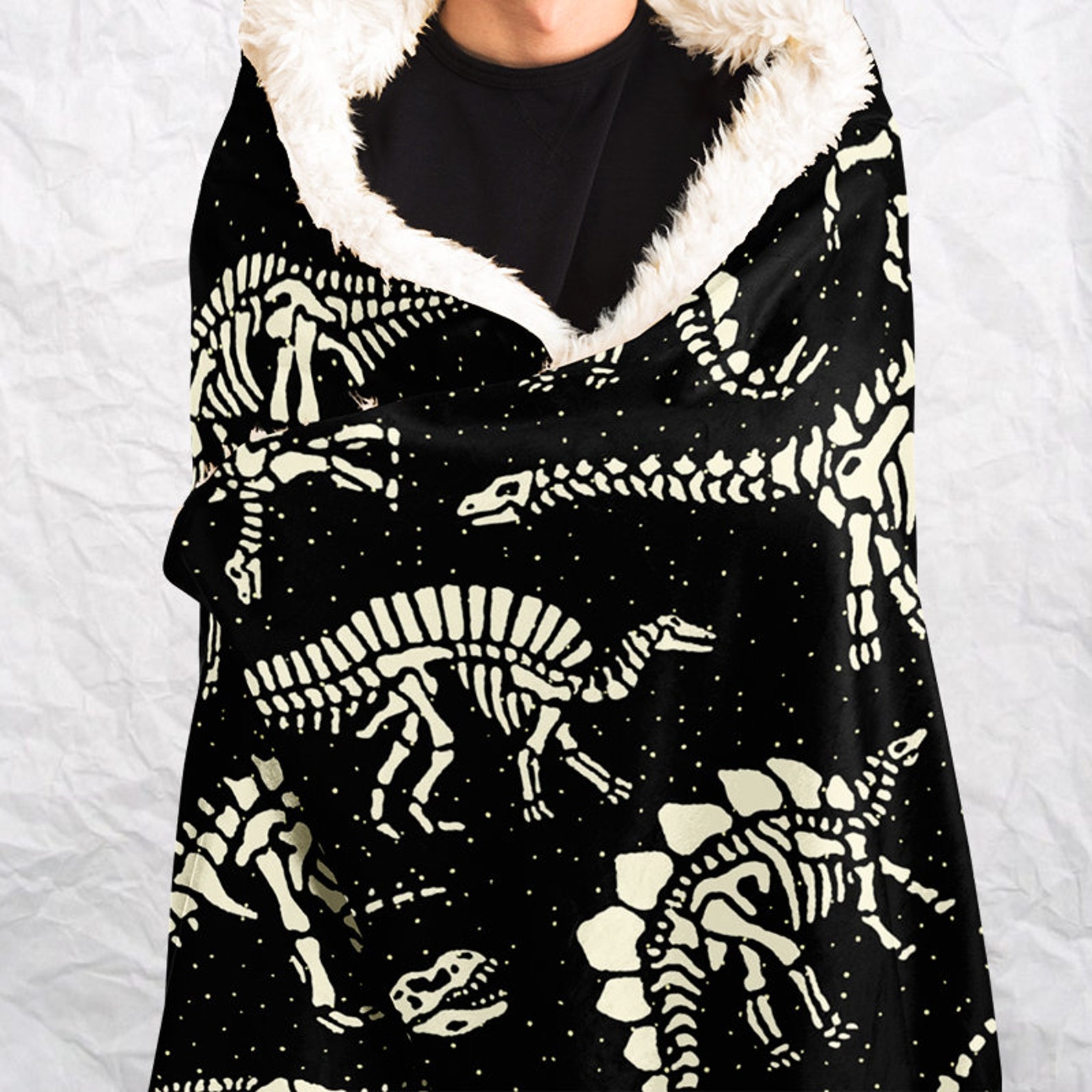 Personalize Dinosaur Fossil Hooded Blanketpersonalize Etsy