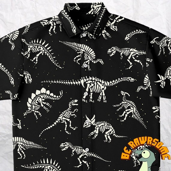 Personalize Dinosaur Button up Shirtdinosaur Fossil Button up Etsy