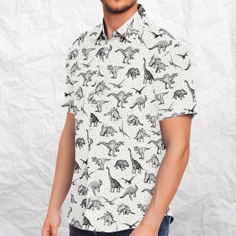 Dinosaur Button up Shirtpersonalize Dinosaur Button Etsy