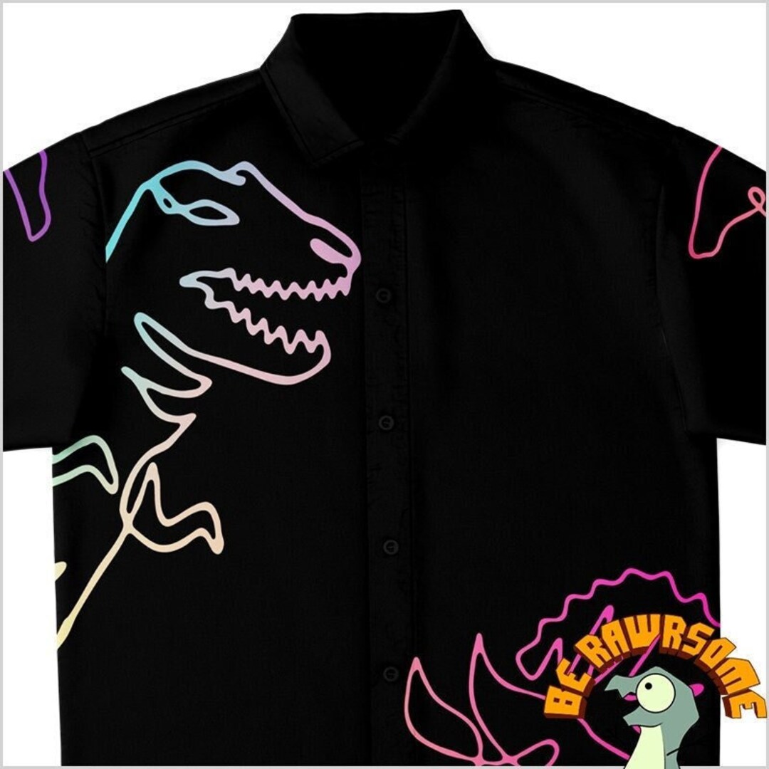 Retro Dinosaur Button up Shirtdinosaur Button Down Shirtpaleontologist Shirt Etsy