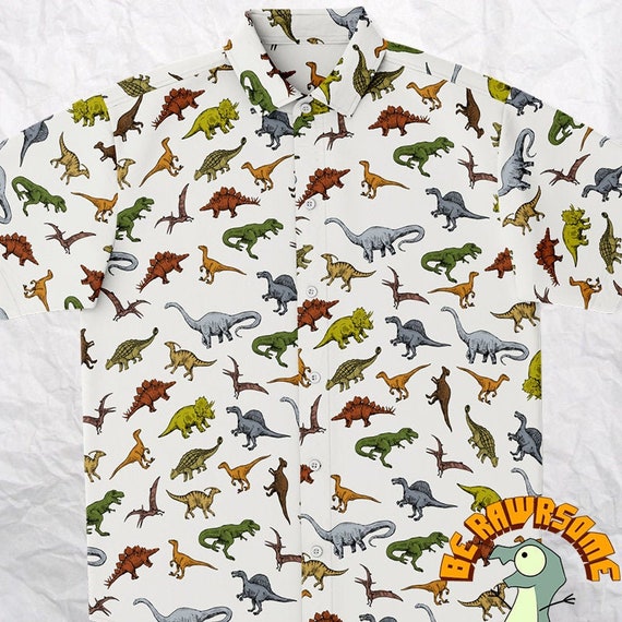 Dinosaur Button up Shirtdinosaur Button Shirtpaleontology Etsy