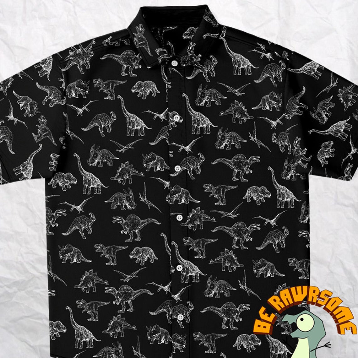 Dinosaur Button Up ShirtDinosaur ShirtPaleontology Shirt Etsy