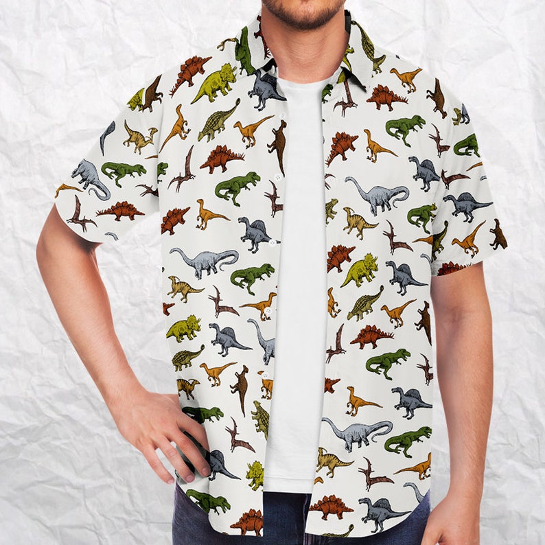 Dinosaur Button up Shirtdinosaur Button Shirtpaleontology Etsy