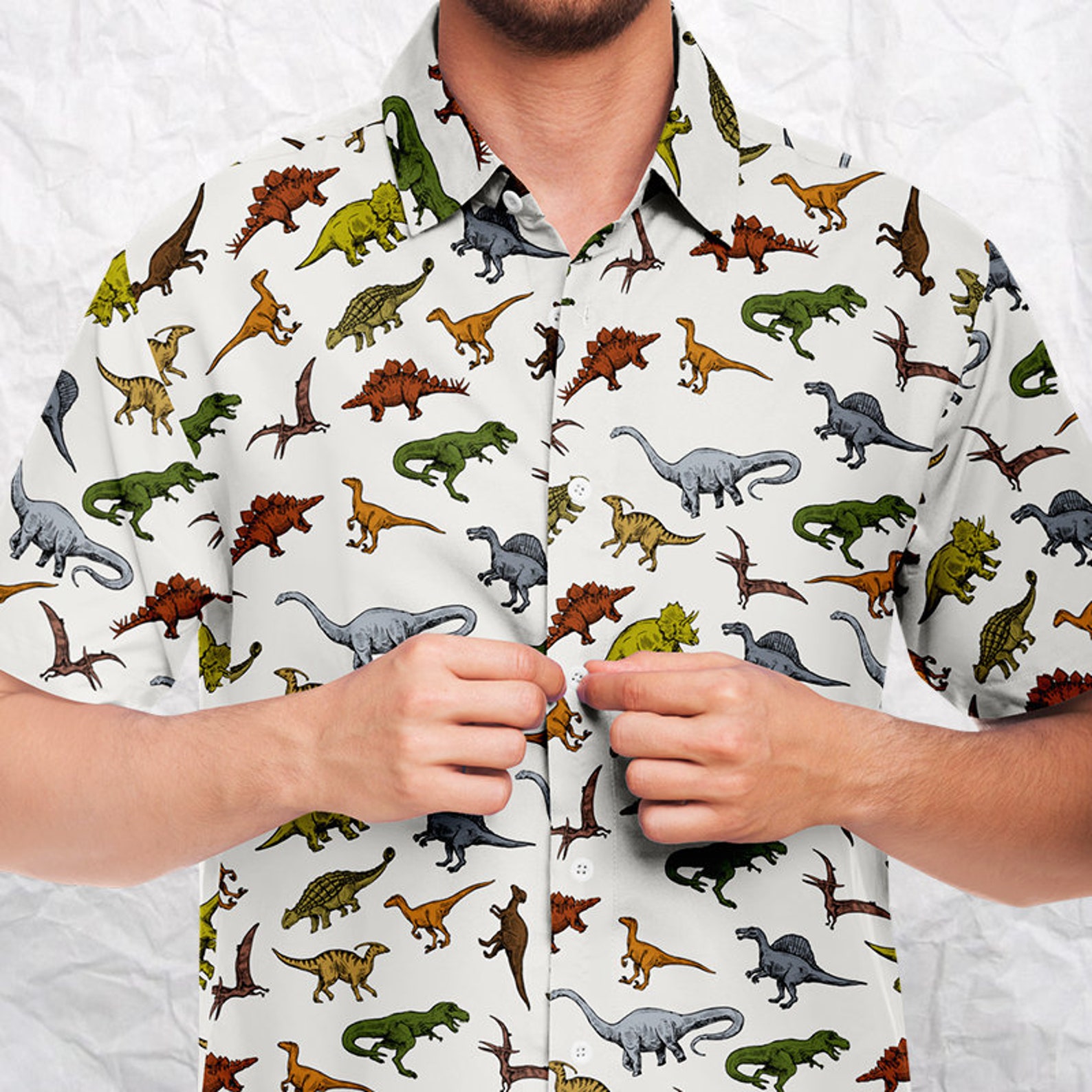 Dinosaur Button up Shirtdinosaur Button Shirtpaleontology Shirt Etsy