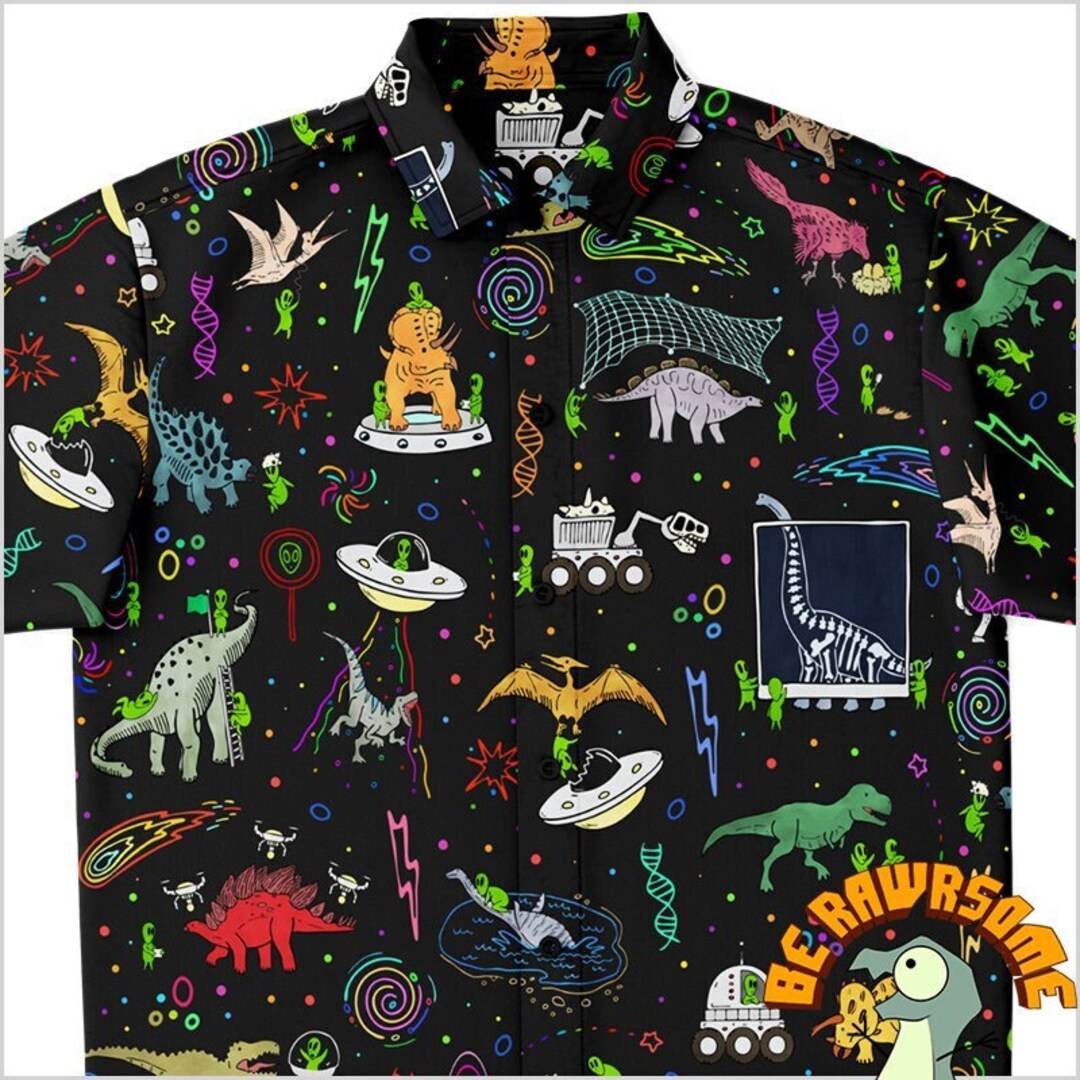 Personalize Dinosaur Button up Shirtpersonalize Alien Dinosaur Button up Shirtdinosaur Button