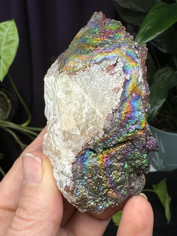 Graves Mountain Quartz Point with Iridescent Hematite~Ex Terry Ledford Collection