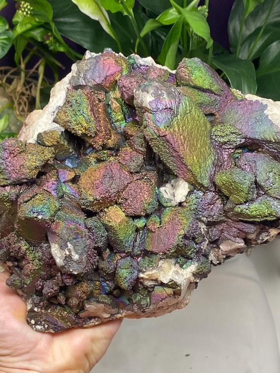 XL Graves Mountain Quartz Cluster with Rainbow Iridescent Hematite