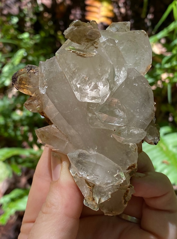 Quartz Cluster with Mica, Limonite, and Red Rutile cluster
