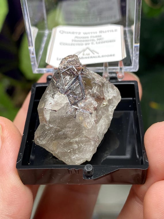 North American Emerald Mine Hiddenite NC Quartz with Rutile Thumbnail~Ex Terry Ledford Collection~Nature Made Goods~Ledford's Minerals