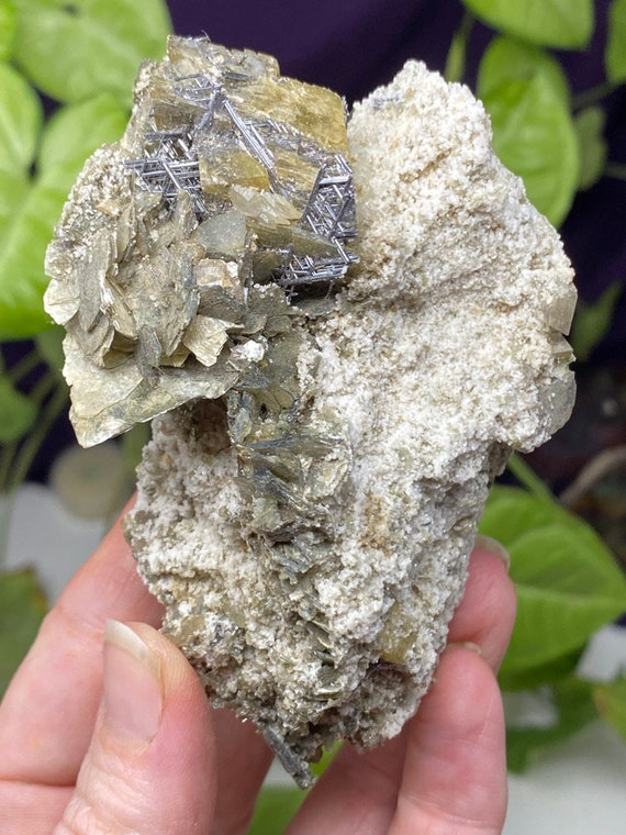 NAEM Hiddenite North Carolina Siderite, Reticulated Rutile, Albite, and Mica