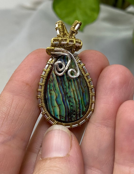 Abalone Shell Wire Wrap Pendant