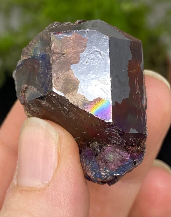 Red Rutile with Iridescent Hematite