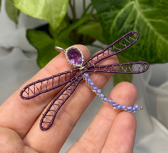 DragonFly Amethyst Wire Wrap Pendant