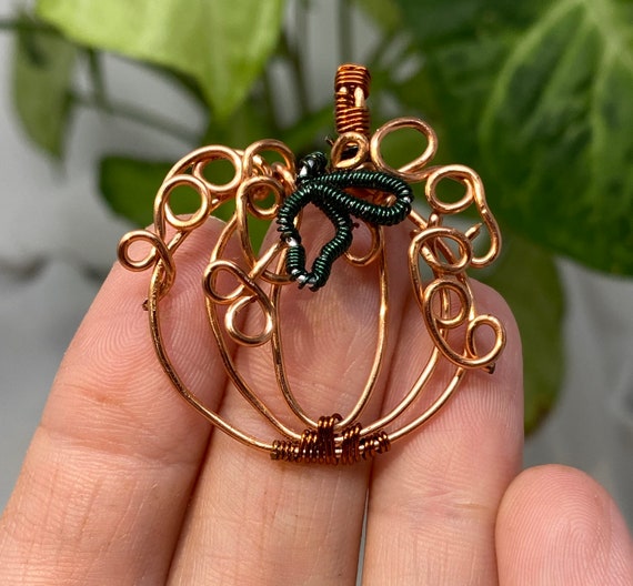 Pumpkin Copper Wire Wrap Pendant