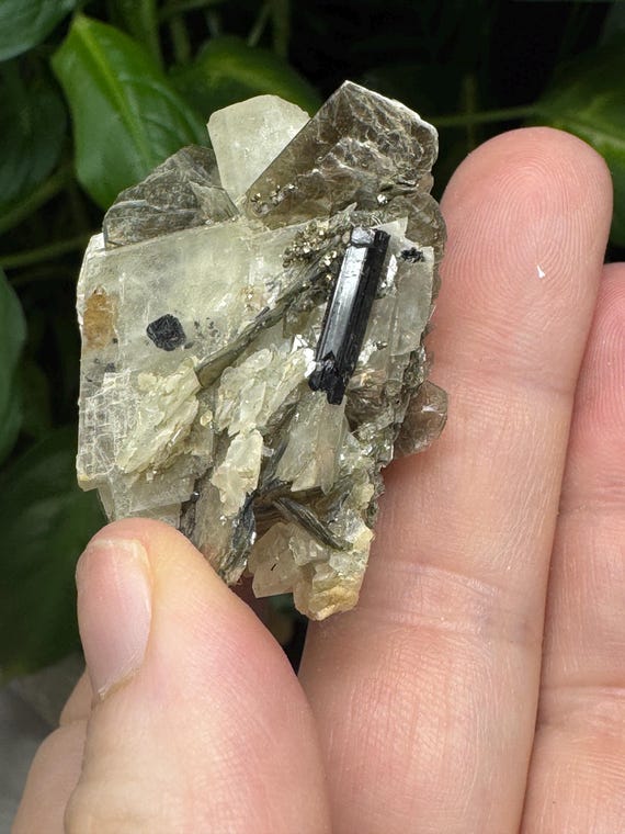 Calcite and Mica with Tourmaline and inclusions~North American Emerald Mine~Hiddenite, North Carolina~Ledford’s Minerals