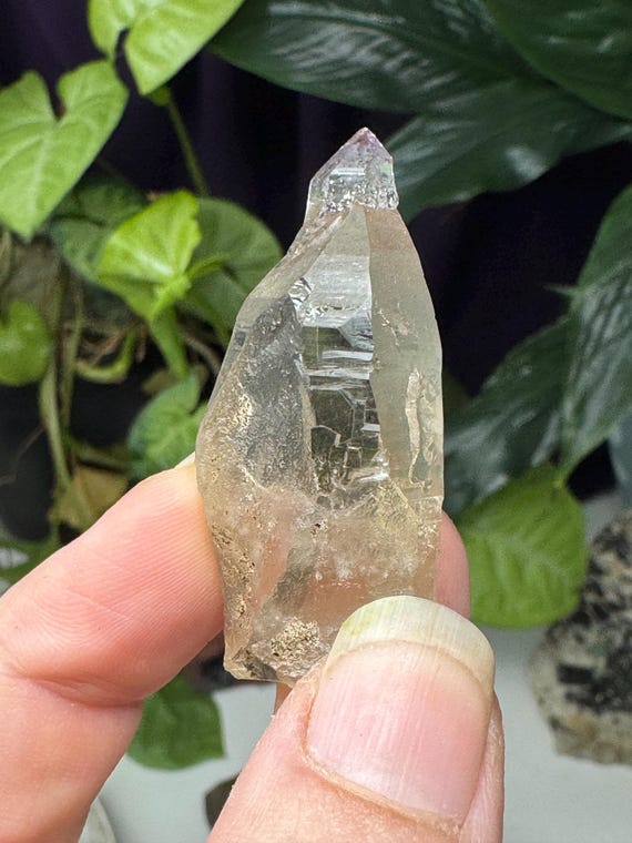 Beautiful Hiddenite NC Quartz Cluster with Amethyst Sceptor~Ex Terry Ledford Collection