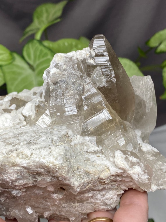 Lustrous North Carolina Tessin Quartz Cluster with Poker Chip Calcite