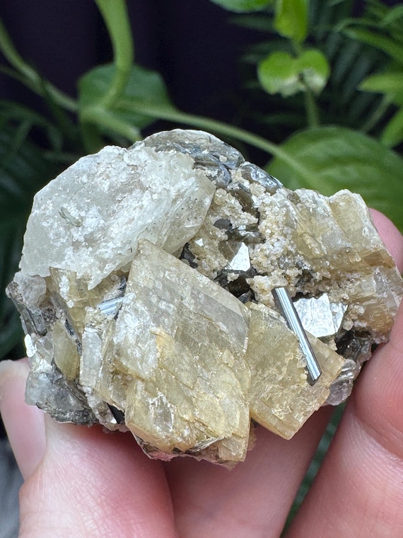 Calcite, Rutile, and Mica~NAEM~Hiddenite, North Carolina~Ledford’s Minerals