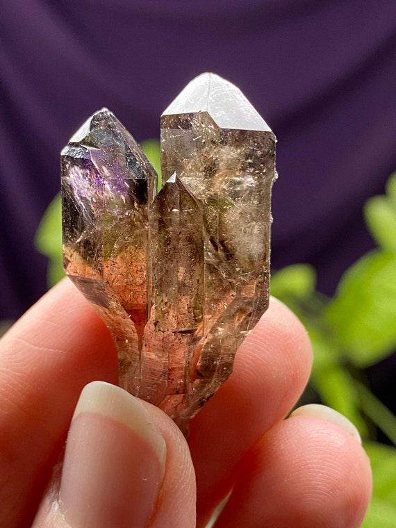 Double Terminated Zimbabwe Amethyst Cluster with Red Hematite Inclusions