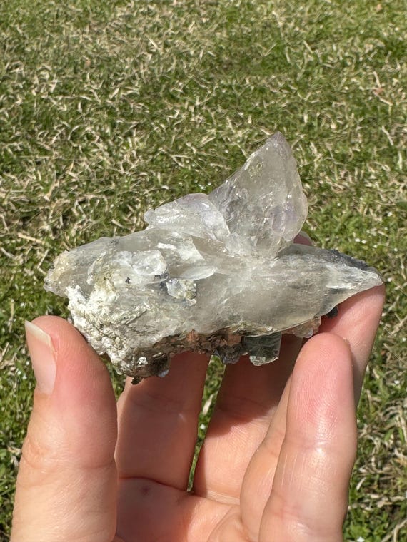 Quartz with Amethyst Skirting, Rutile~North American Emerald Mine~Hiddenite, NC~Ex Terry Ledford Coll~Nature Made Goods~Ledfords Minerals