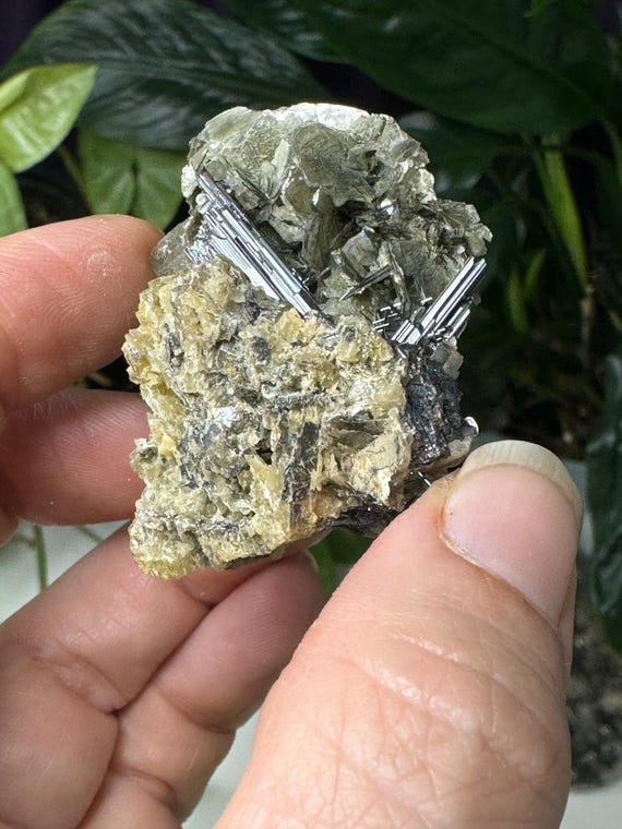 Lustrous Green Mica Cluster with Rutile-NAEM~Hiddenite,NC~Ex Terry Ledford Collection~Ledford’s Minerals