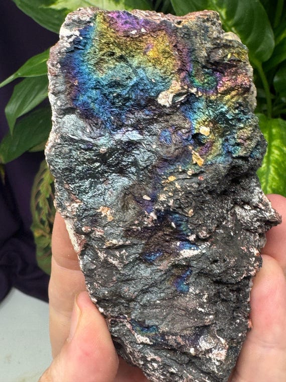 Graves Mountain Quartz with Rainbow Iridescent Hematite~Ledford’s Minerals