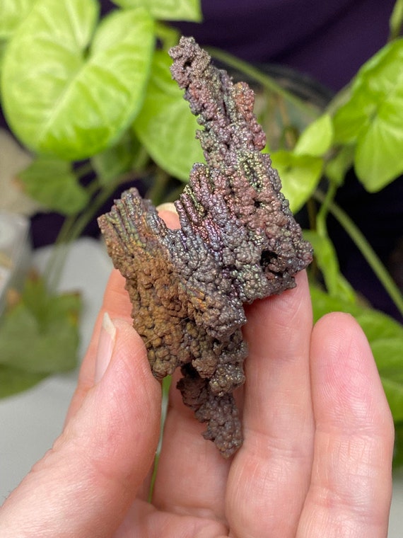 Colorful Graves Mountain Stalactite with Iridescent Hematite