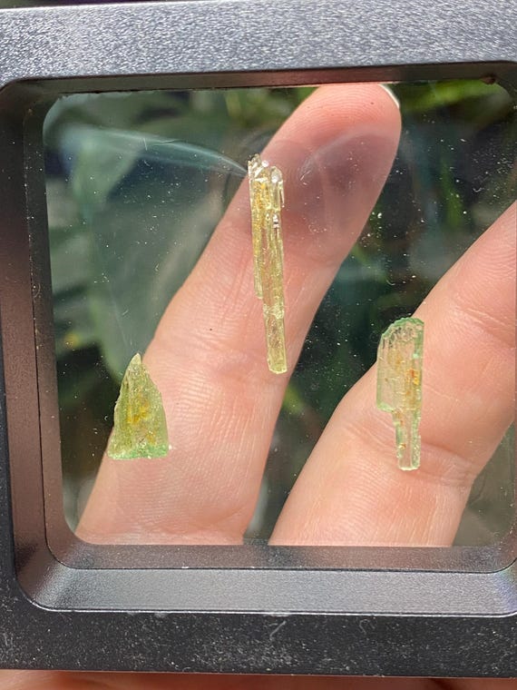Rare Chromium Green North Carolina 3pc  Hiddenite Crystal Set