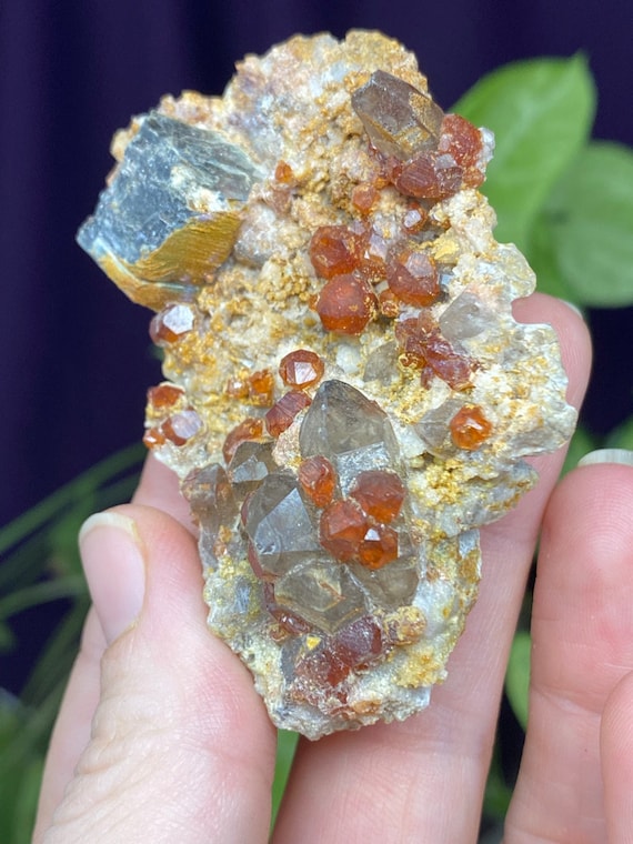 Smoky Quartz with Spessartine Garnet