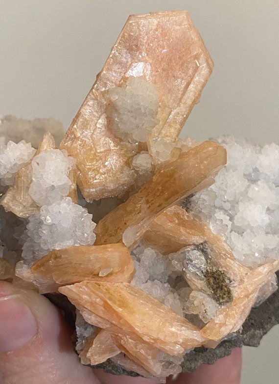 Stilbite with Smoky Quartz