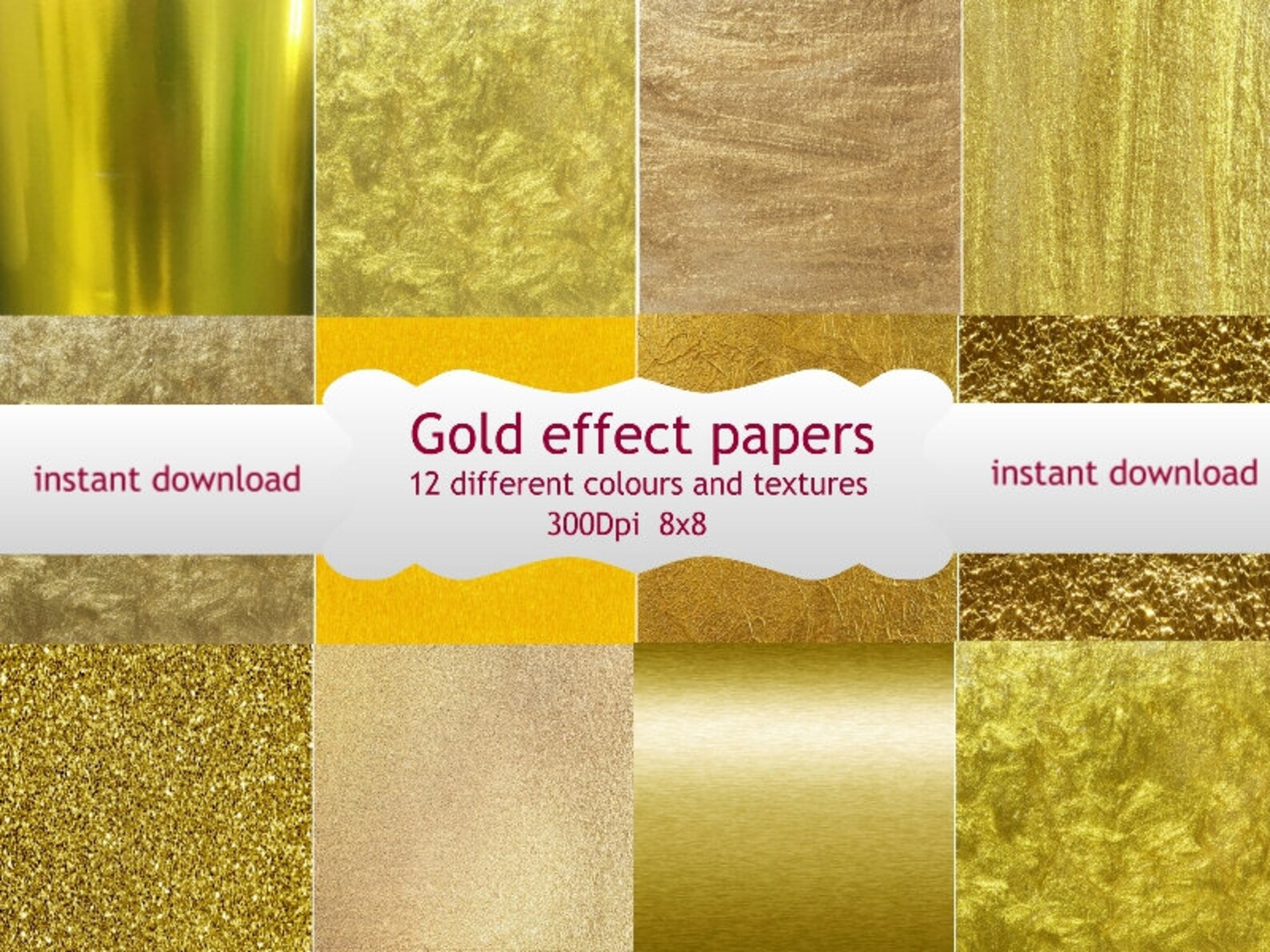 Gold effect textured paper. 12 different colours and textures. Etsy