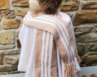 Handmade striped muffler. Crocheted scarf, unisex scarf, winter accessories, ready to ship.