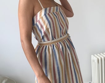 Vintage Multi stripe skirt co-ord skirt & top set