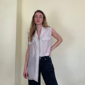 Vintage silk oversized 1990s sleeveless blouse