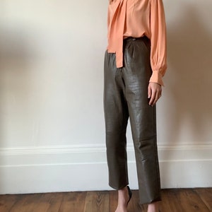Vintage High waisted leather trousers, tapered leg.