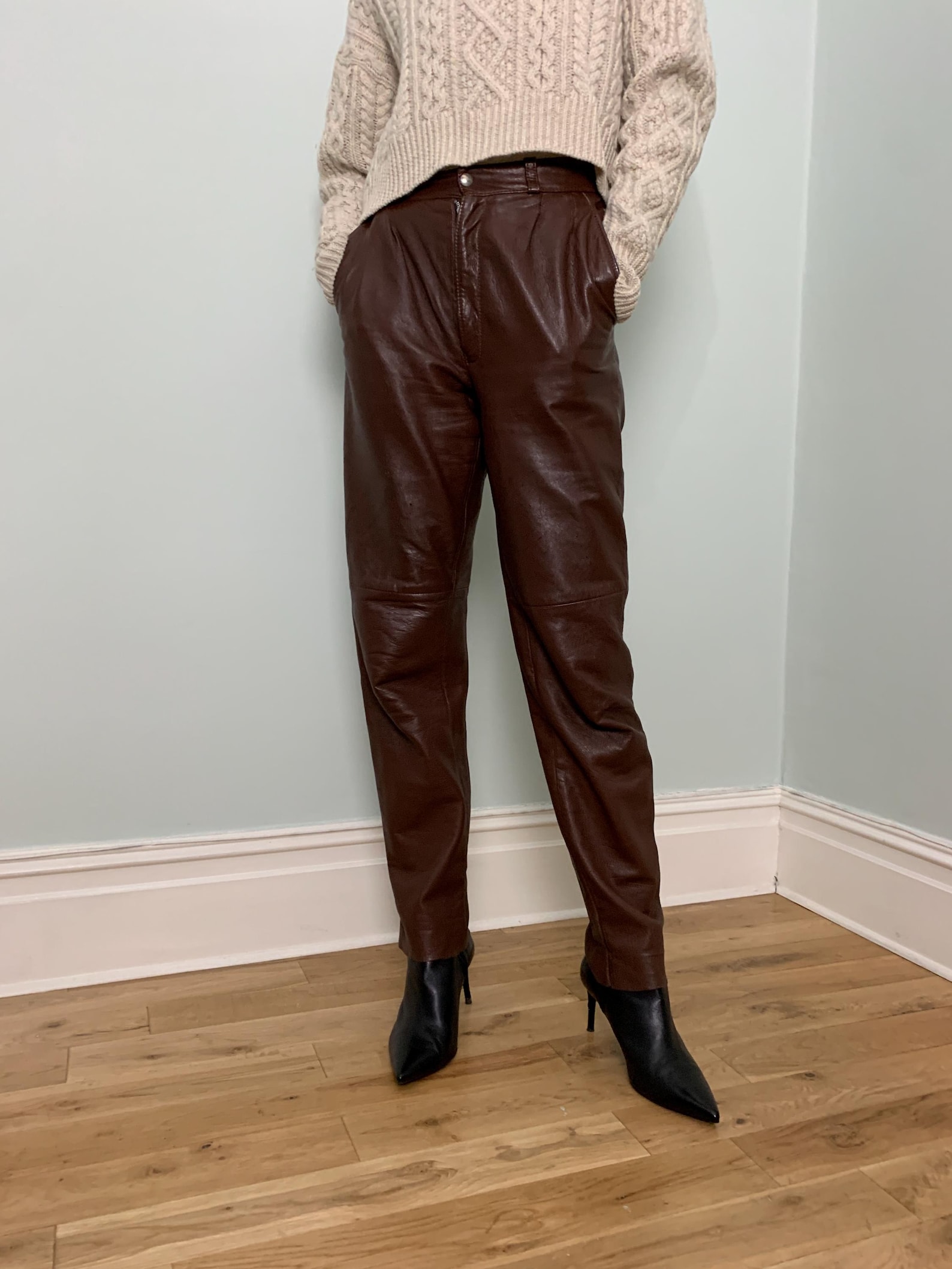 Vintage Label Bella Leather Cropped Trouser main image 1