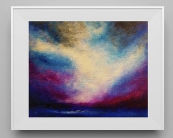 Seascape Art Print, Sunset Print, Ocean Art Print, Seascape Wall Art, Fine Art Giclee Print on Quality Paper, Unframed A5 Size