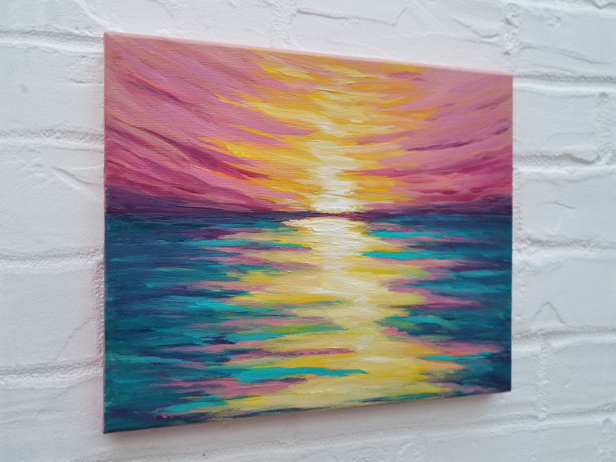 Pink Sunset Painting on Mini Canvas with Easel – Raging Artist