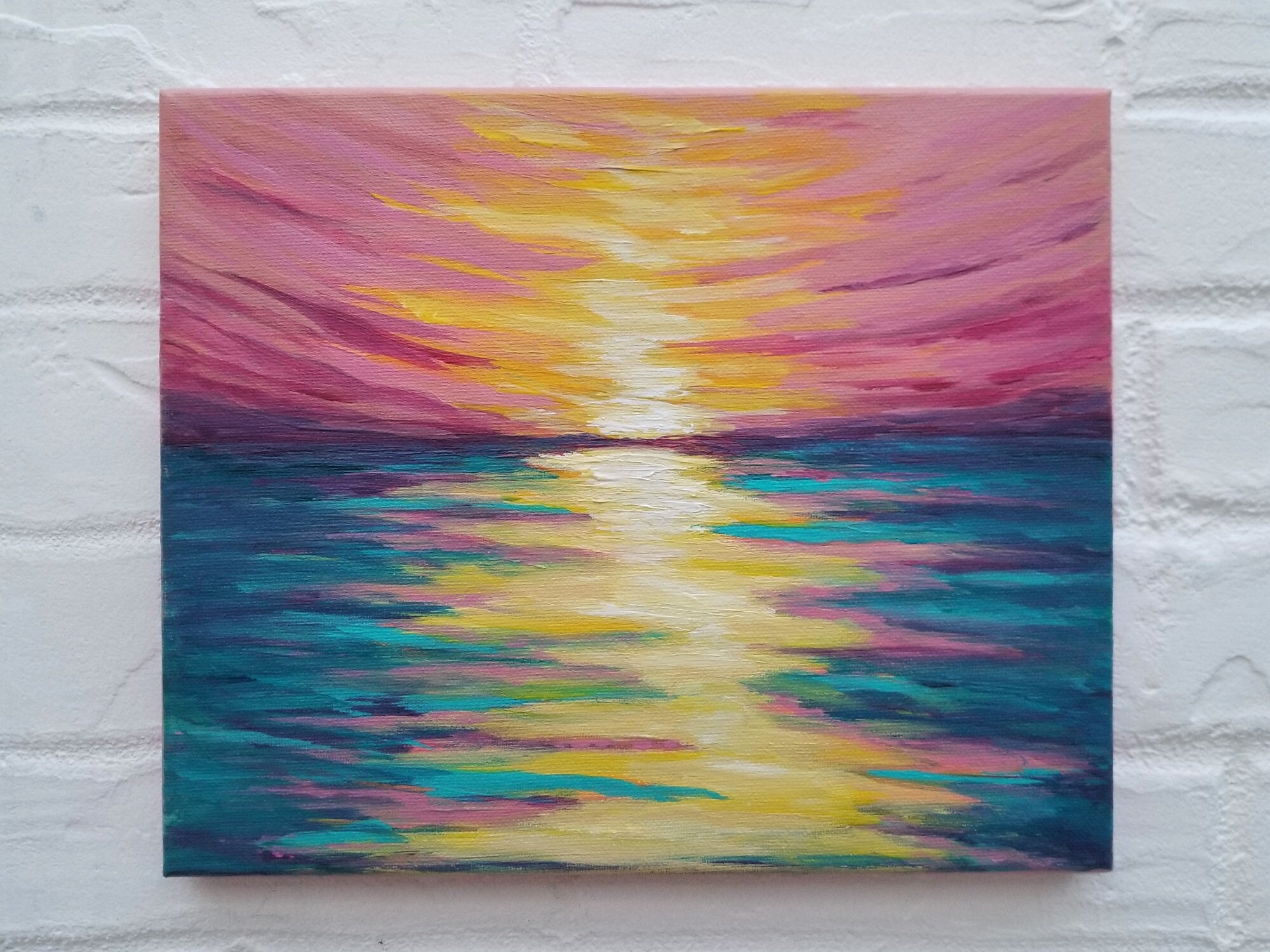 Abstract Sunset Painting,original Impressionist Acrylic Painting on Paper,landscape  Painting,flower Painting,sunset Wall Art,modern Art 