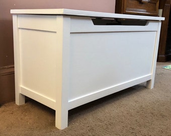 Baltic Birch Wood Blanket Chest: Soft Close Hinges, Contemporary Trunk, Child's Toy Box, Storage